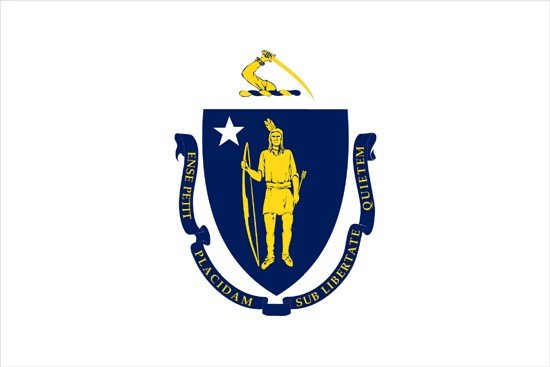 Massachusetts Rayon Stick Flag