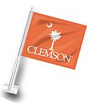 Clemson SC Orange Background Car Flag