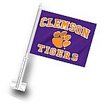 Clemson Tigers with Paw Purple Car Flag
