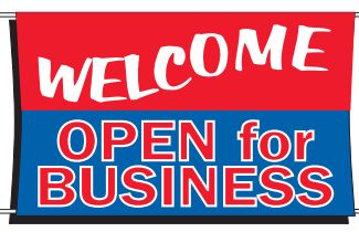 Welcome – Open for Business Banner – $42.95