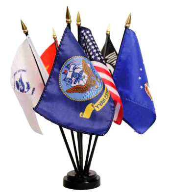 Armed Forces Set — 4×6 in flags and base – $17.95